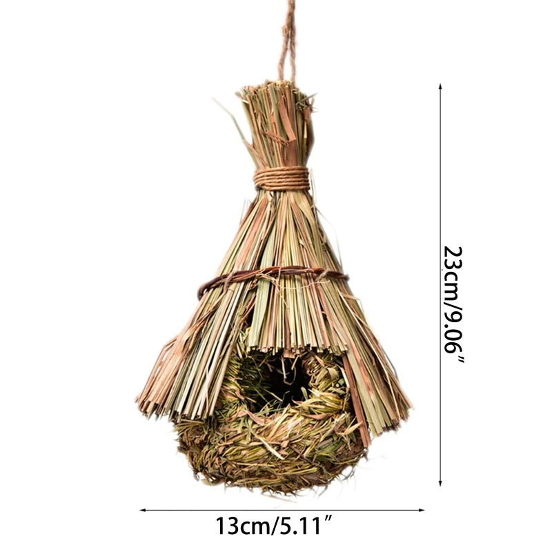 Handwoven Natural Grass Hanging Bird Nest for Small Birds