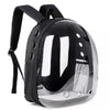 A black portable transparent pet backpack for dogs and cats.