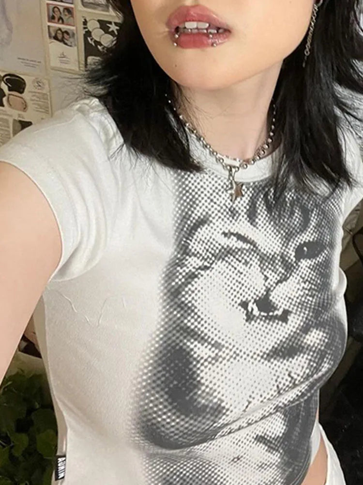 Top Crop con Estampado Animal