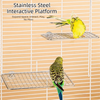 Stainless Steel Bird Perch Platform with Secure Cage Mount