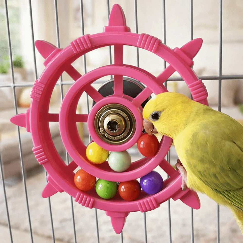 Parrot Spinner Rattle Toy with Colorful Beads