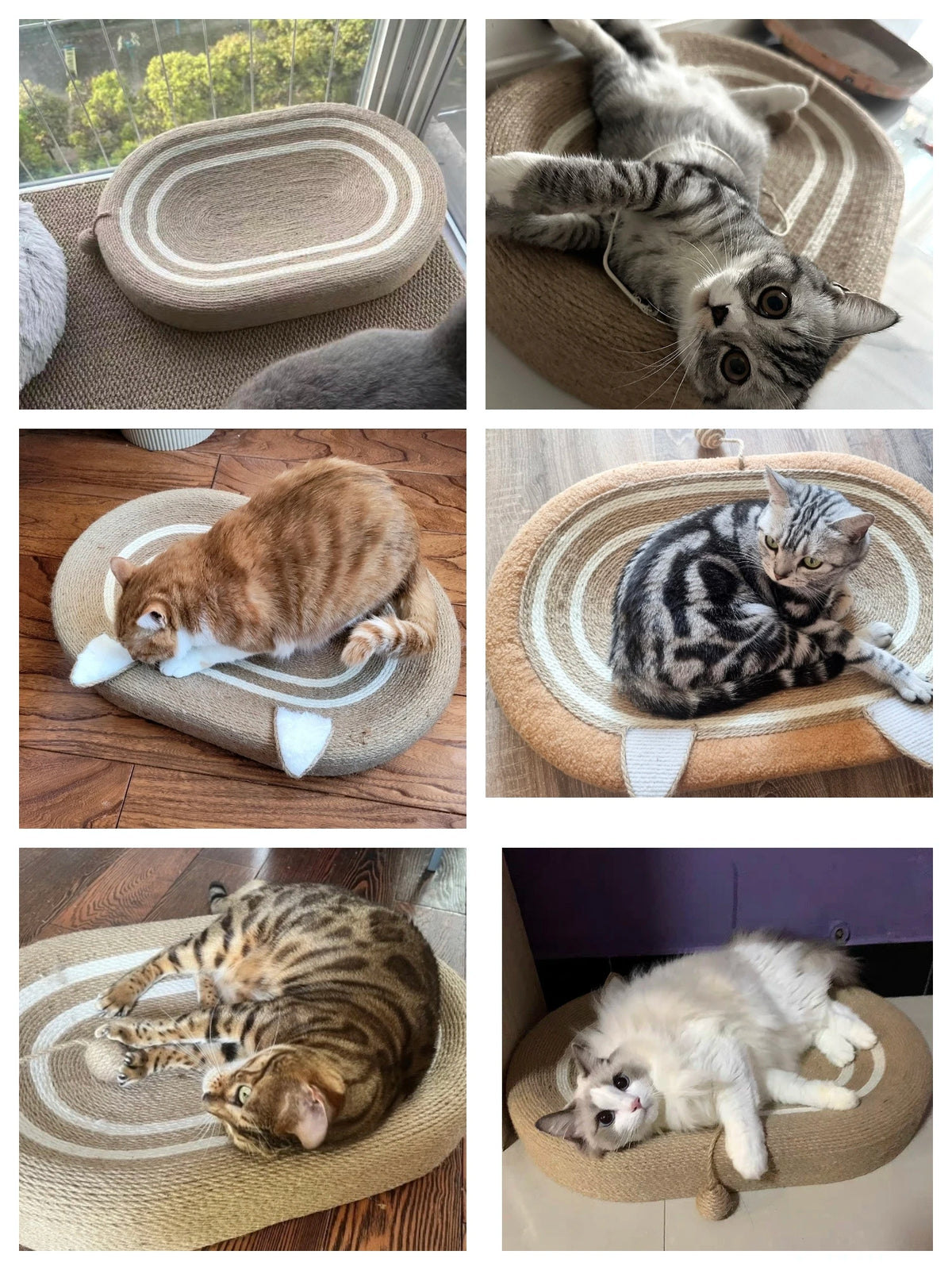 Oval Sisal Cat Scratcher Pad with Comfortable Resting Surface