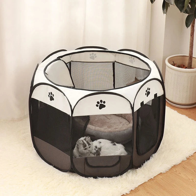 Foldable Octagonal Pet Tent with Breathable Mesh - Portable Outdoor Dog & Cat Shelter