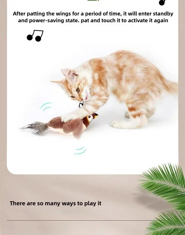 Rechargeable Chirping Bird Cat Toy with Catnip