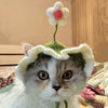 Cute Adjustable Cat Hat with Flowers for Cats and Small Dogs