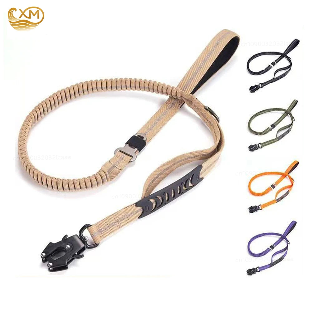 Reflective Bungee Dog Leash with Car Seatbelt Attachment for Large Dogs