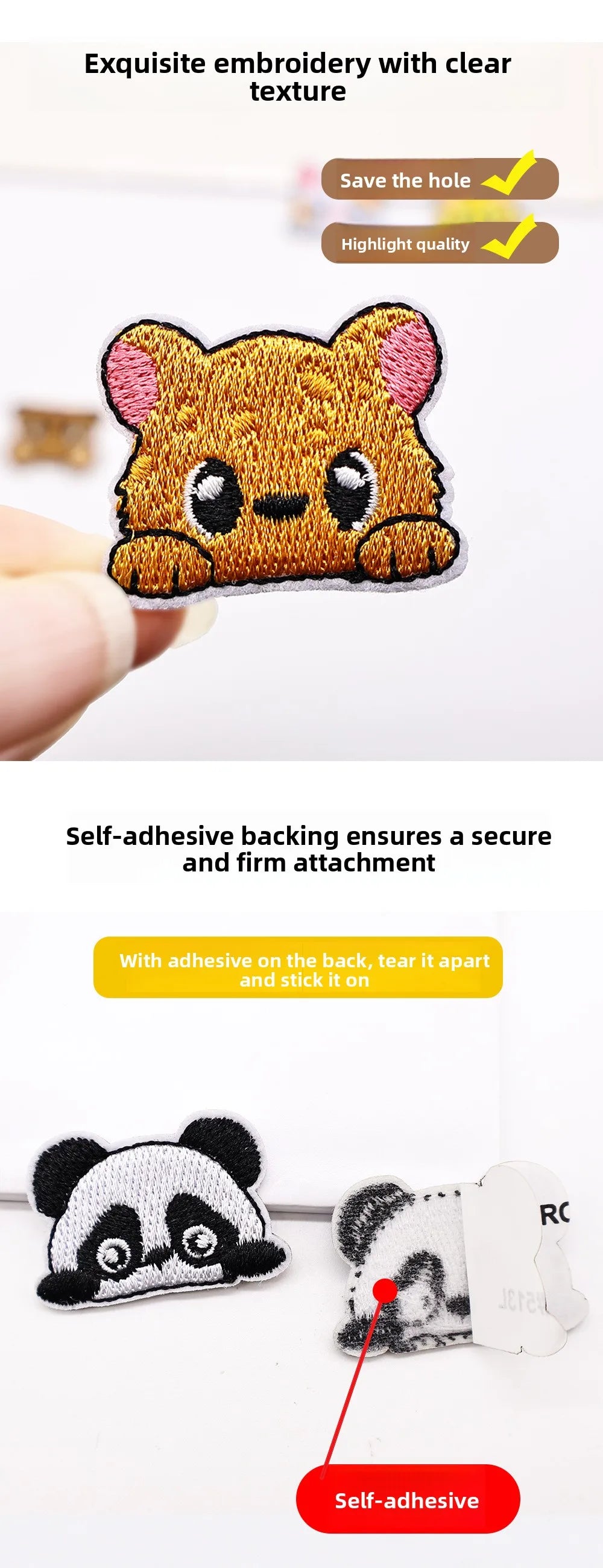 Cat Embroidered Iron-On Patch – Cute Pocket-Sized Appliqué for Clothing & Crafts