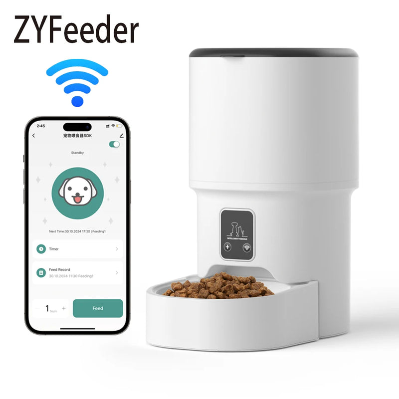 Dispensador automático de comida para mascotas con WiFi y capacidad de 4L