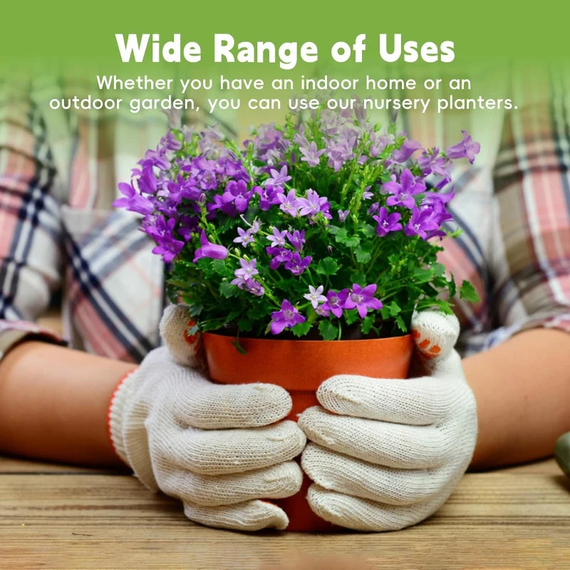 Plastic Plant Nursery Pots with Drainage Holes (Set of 10)