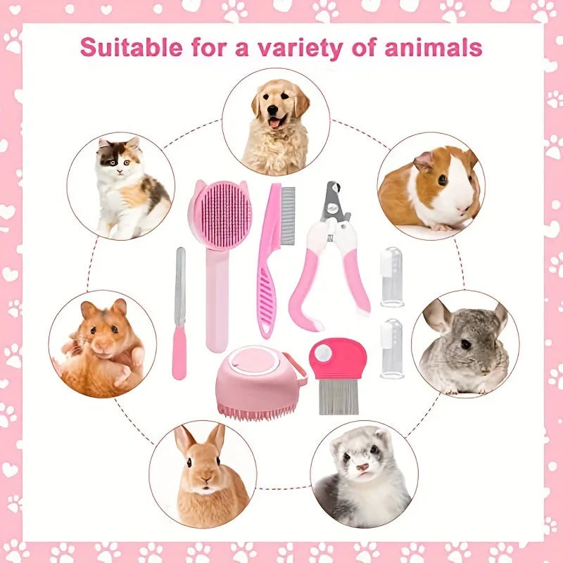Complete Pet Grooming Kit with Nail Clipper and Detangling Brush