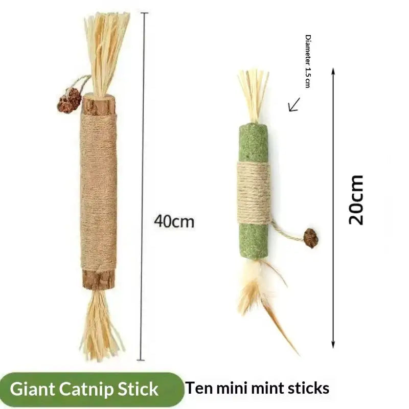 Natural Wooden Cat Teething Sticks with Sisal Rope