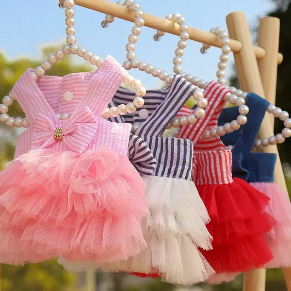 Vestido de Encaje a Rayas para Gatos y Perros