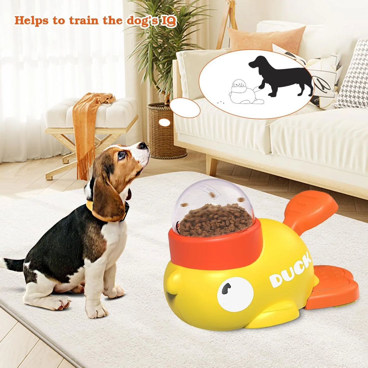 Interactive Treat Dispenser Dog Toy – Cute Yellow Duck Puzzle Feeder