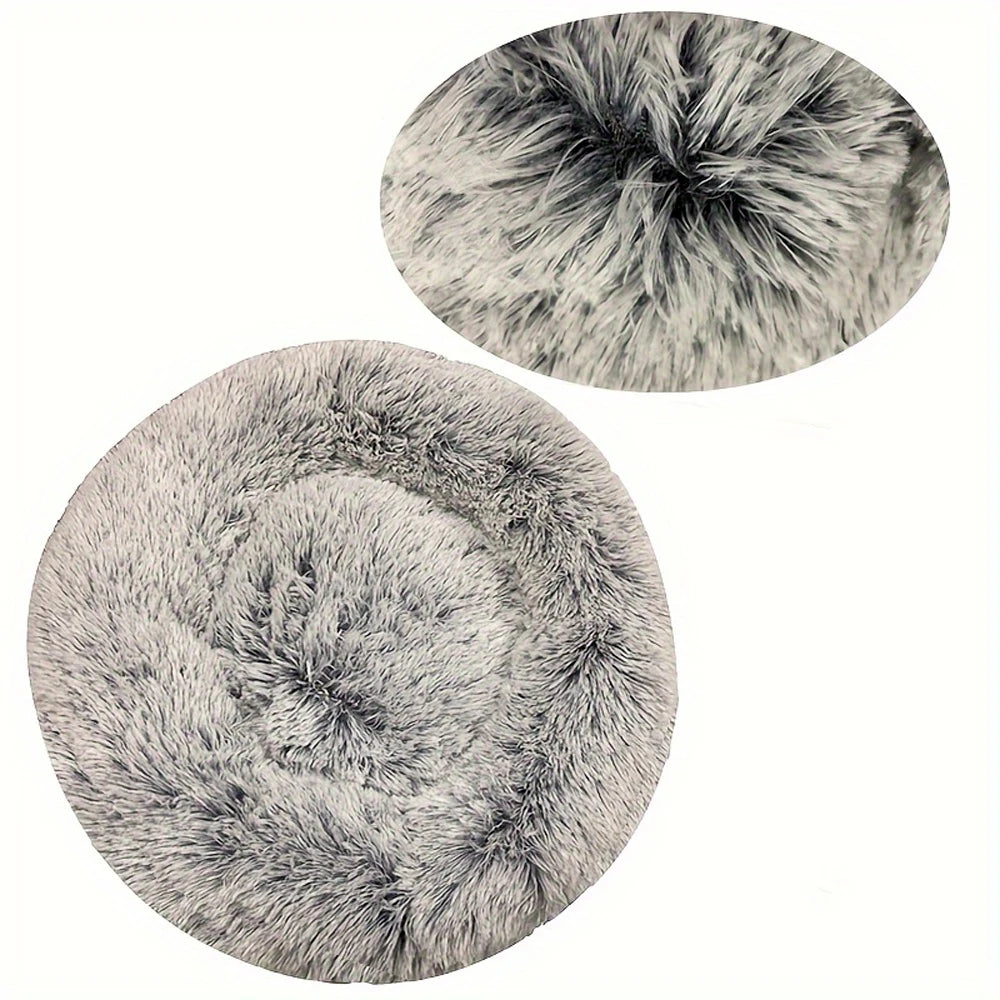 Cozy Plush Round Pet Bed for Dogs and Cats