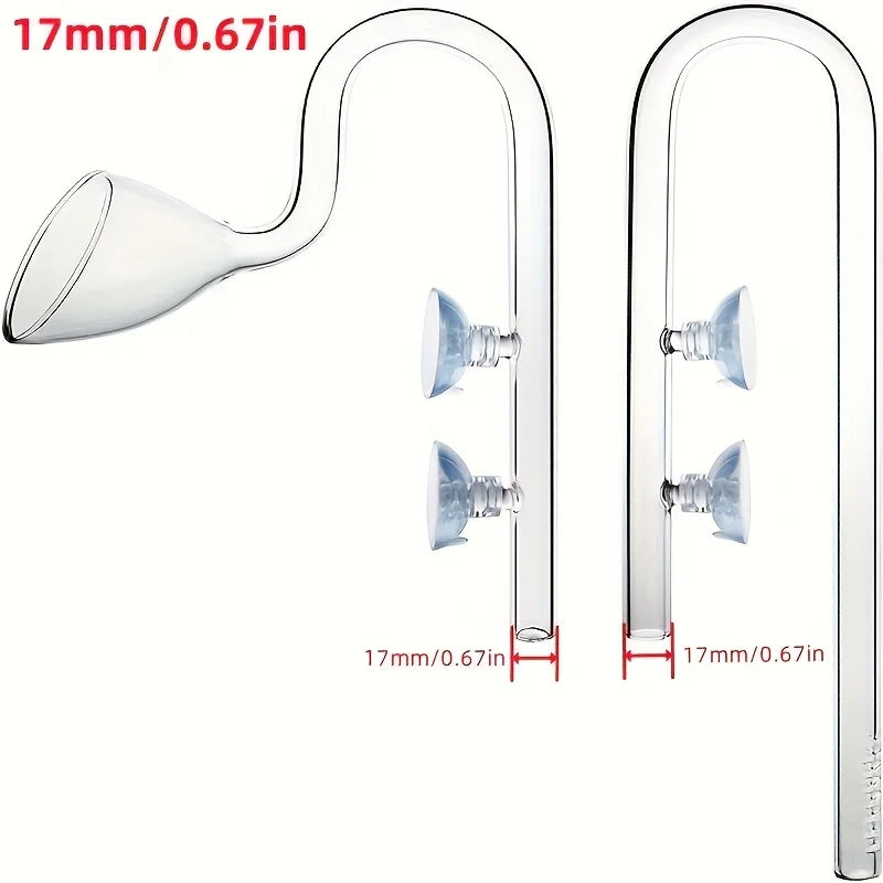 Clear borosilicate glass lily pipe with two flower heads for planted aquariums