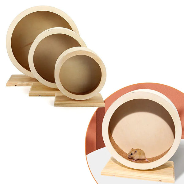 Hamster Wooden Running Wheel with Cork Pad