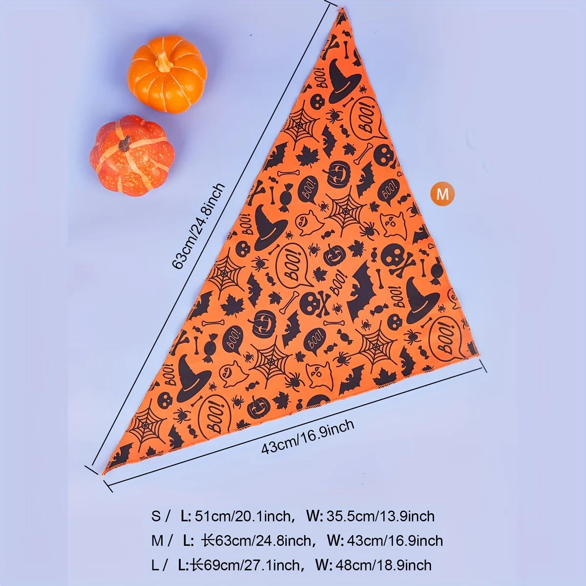 Halloween Dog Bandana with Pumpkin and Spider Web Design