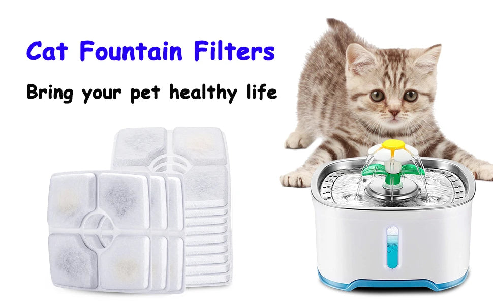 Cat Water Fountain Replacement Filters with Activated Carbon – 3-Layer Filtration for Clean, Fresh Water
