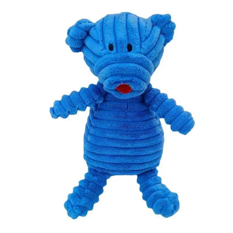Corduroy Squeaky Plush Dog Toy - Bite-Resistant Animal Shapes