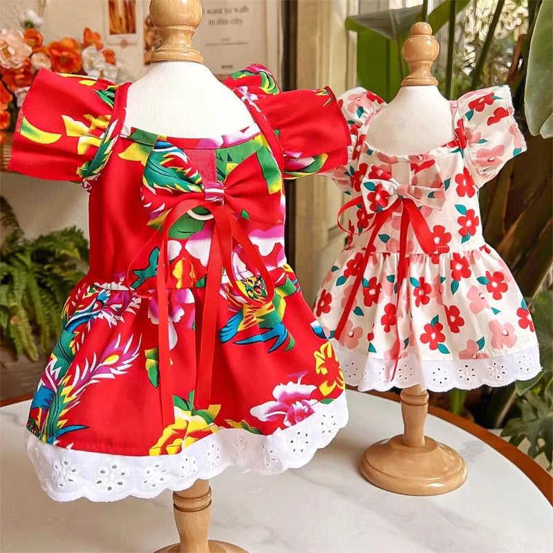 Floral Summer Princess Dress for Small Dogs and Cats