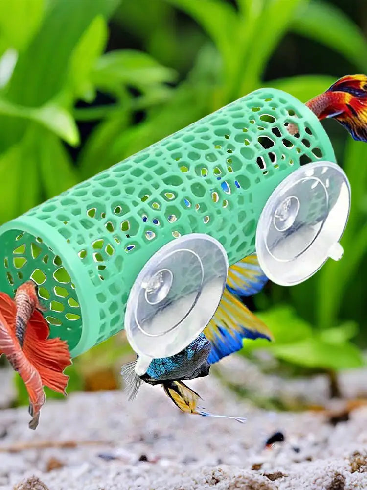 Aquarium Hideout Tube with Suction Cup for Betta and Small Fish