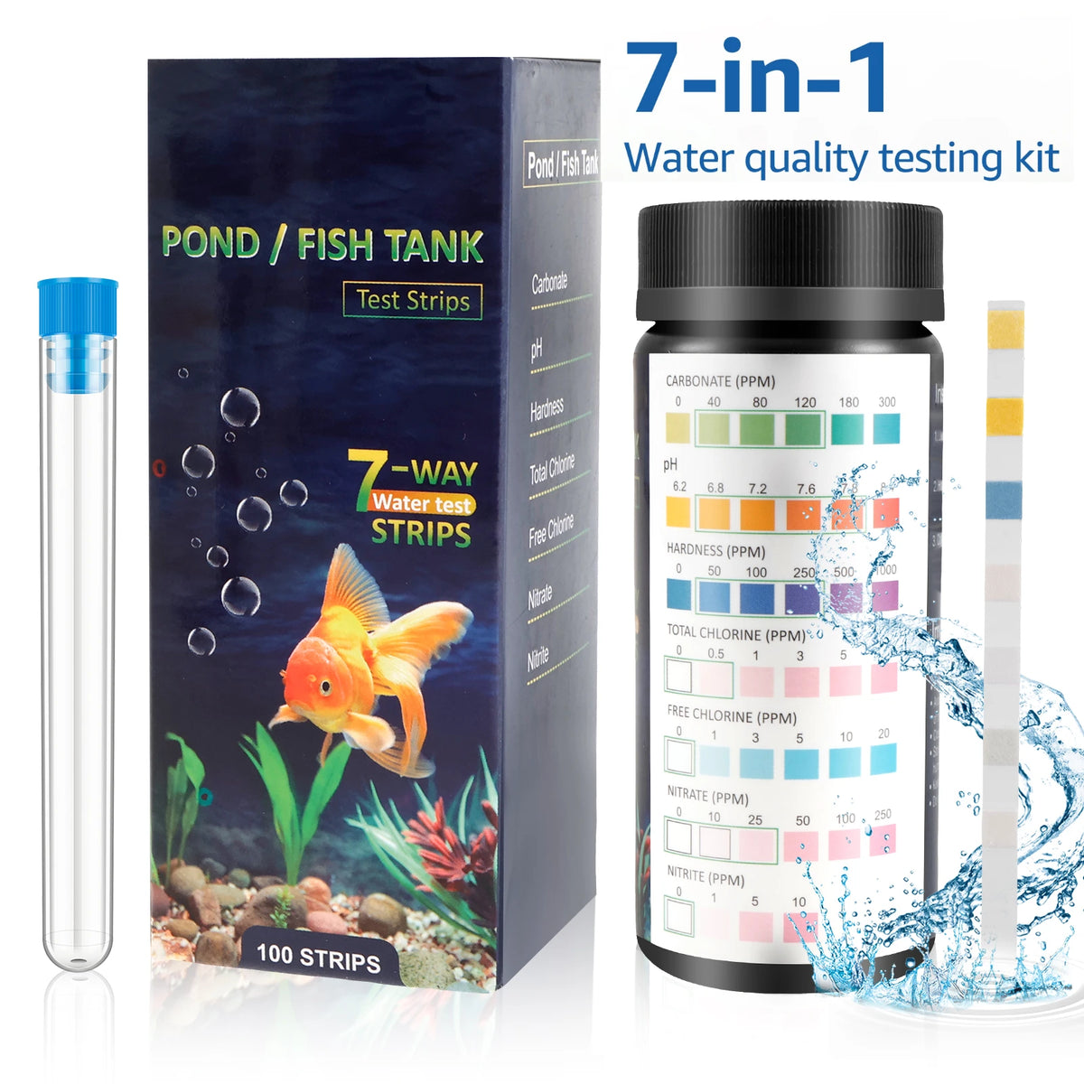 7-in-1 Aquarium Water Test Strips (100 Count)