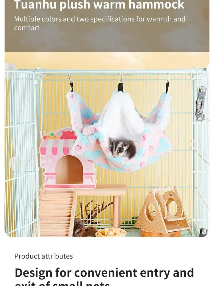 Cozy Plush Pet Hammock for Small Animals