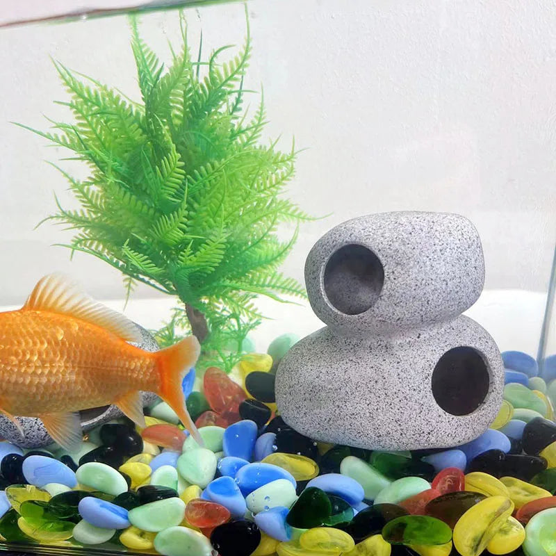 Ceramic Aquarium Cave Decor for Cichlids & Shrimp