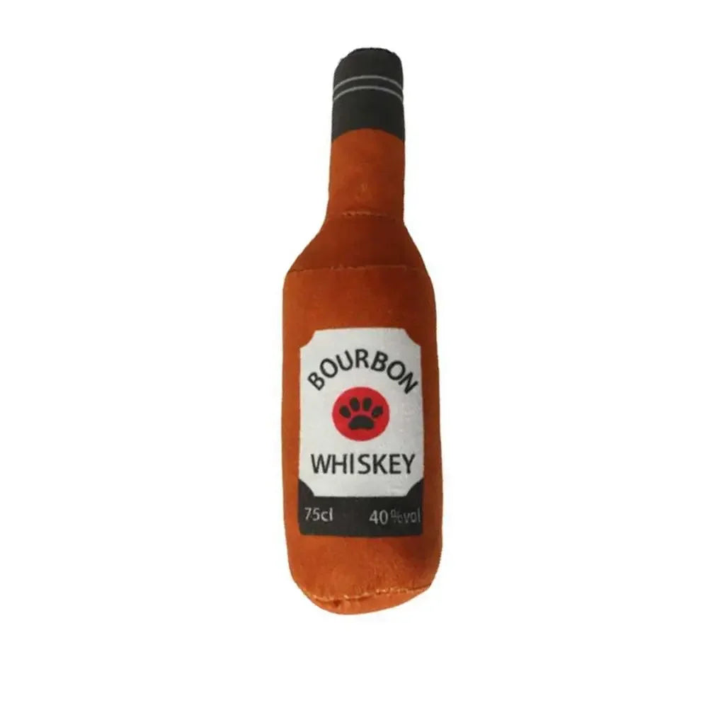 Whimsical Wine Bottle Dog Toy with Squeaker