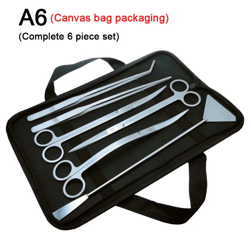 Stainless Steel Aquarium Tool Set with Scissors, Tweezers, and Shovel
