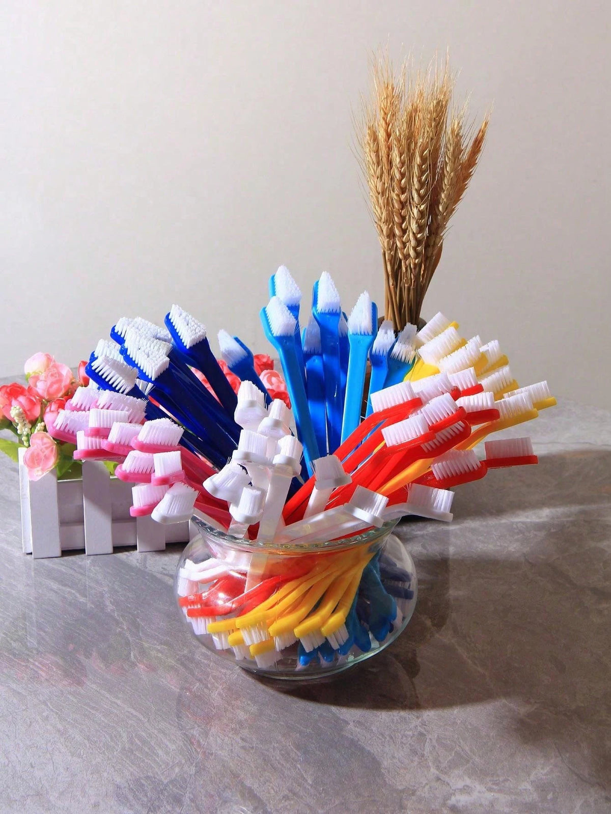 Long-Handle Double-Head Pet Toothbrush Set for Dogs and Cats