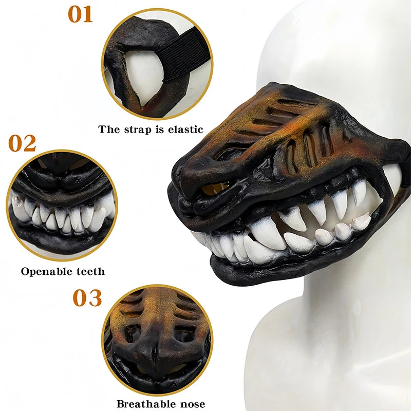 Scary Dog Muzzle Costume Mask with Fake Teeth