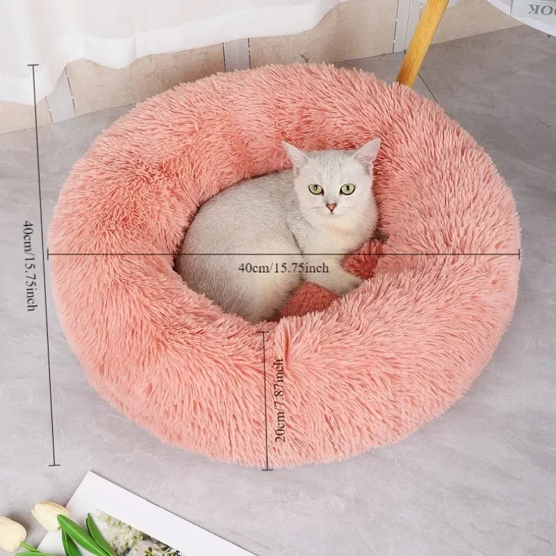 Plush Donut Pet Bed with Raised Edge