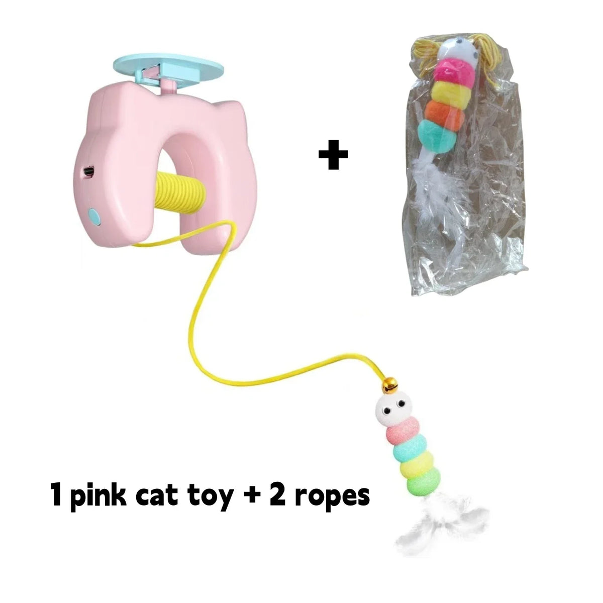 Smart Hanging Cat Toy with Feathers and Twin Ropes