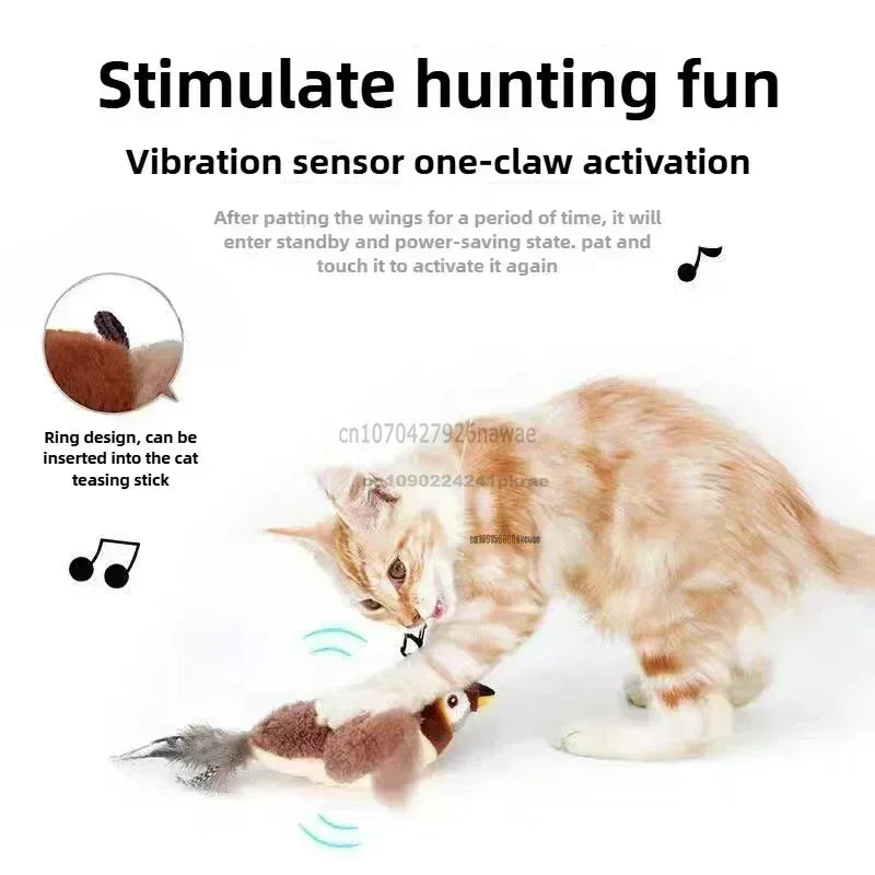 Rechargeable Chirping Bird Cat Toy with Catnip