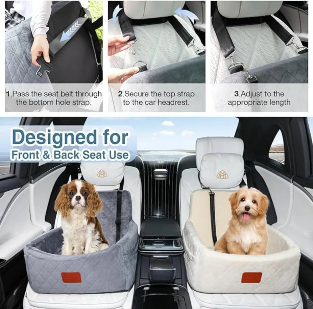Washable Dog Car Seat with Removable Orthopedic Cushion