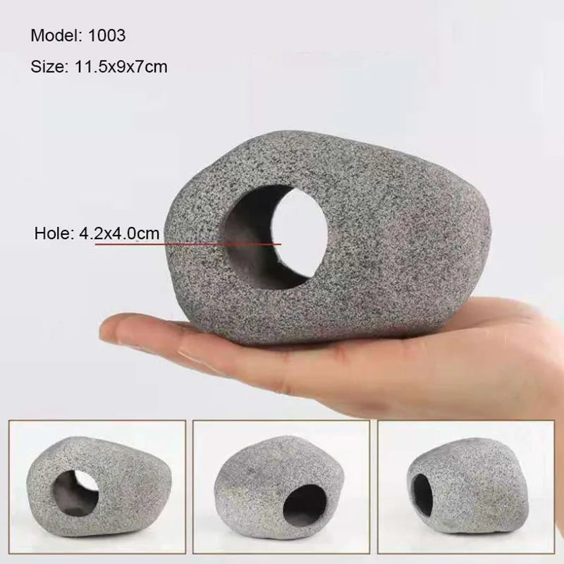 Ceramic Aquarium Cave Decor for Cichlids & Shrimp