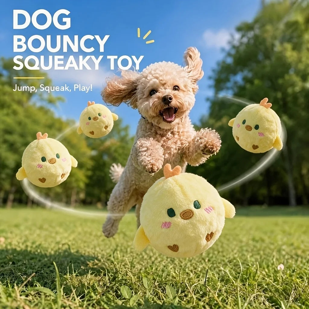Interactive Squeaky Bouncing Chick Ball for Dogs & Cats