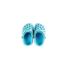 A pair of bright blue non-slip pet sandals for dogs.