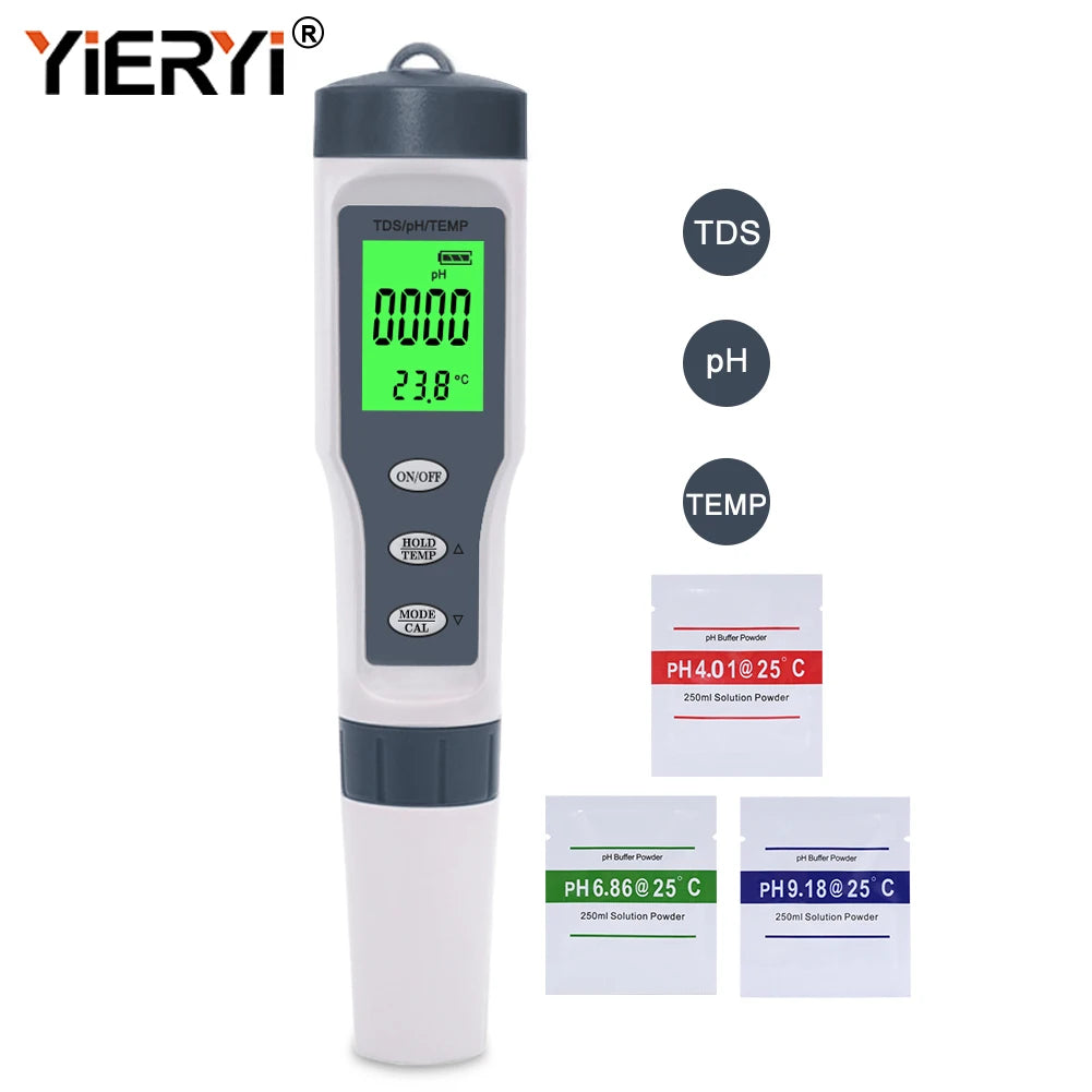 4-in-1 Digital Water Quality Tester for pH, TDS, EC, and Temperature
