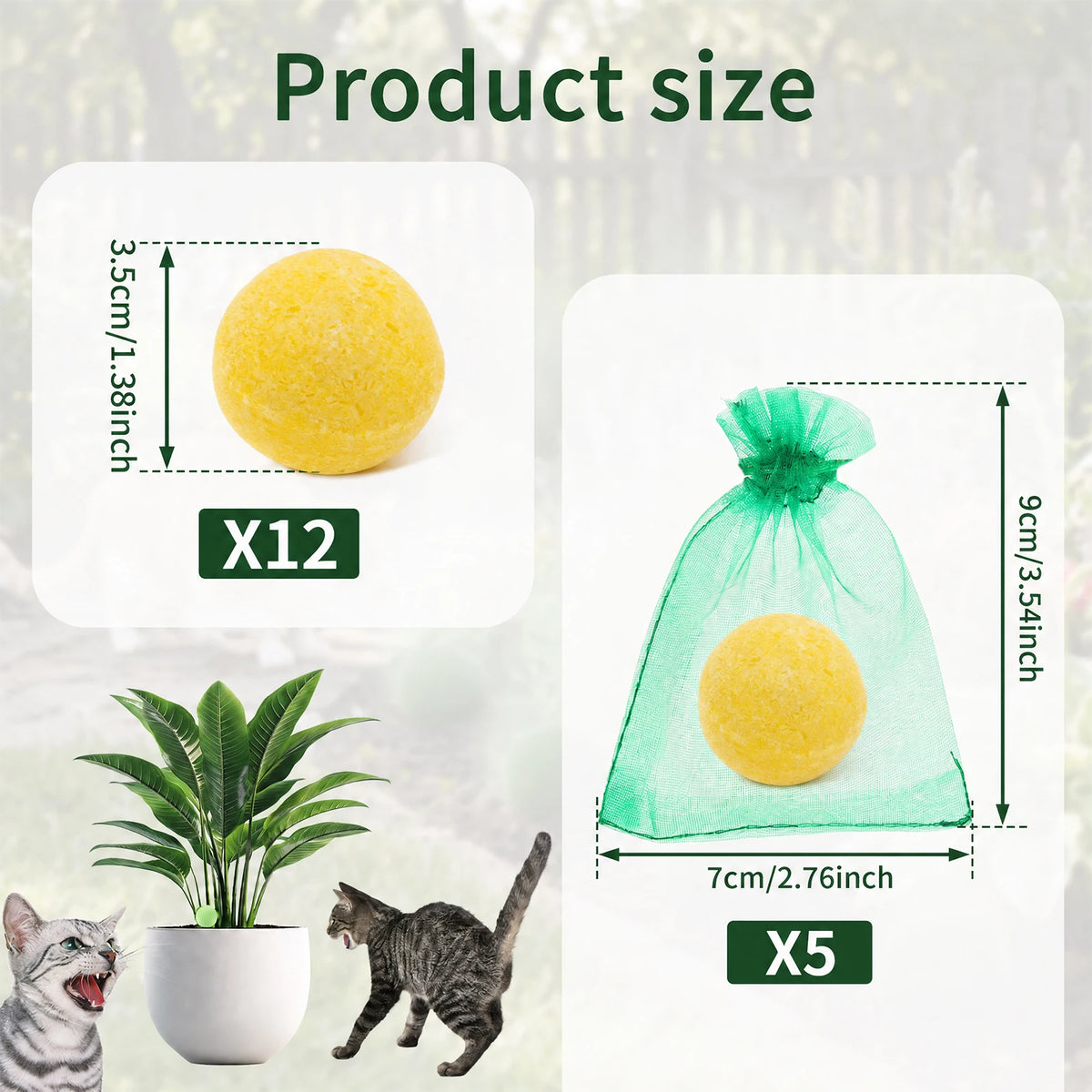 Natural Cat Repellent Balls with Mesh Bags (12 Pack)
