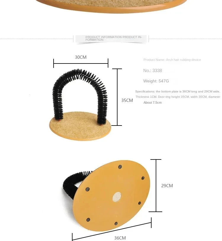 Archet de Toilette pour Chat avec Brosse Massage et Panneau à Griffer
