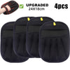 Four black reusable pet grooming gloves with upgraded sizing and yellow accents