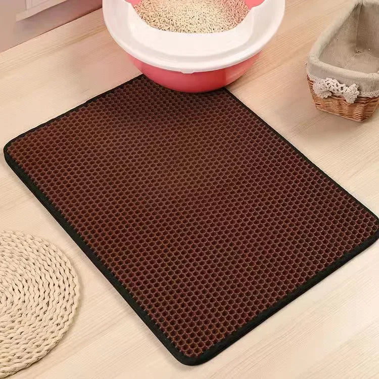 Double-Layer Waterproof Cat Litter Mat with Non-Slip Base