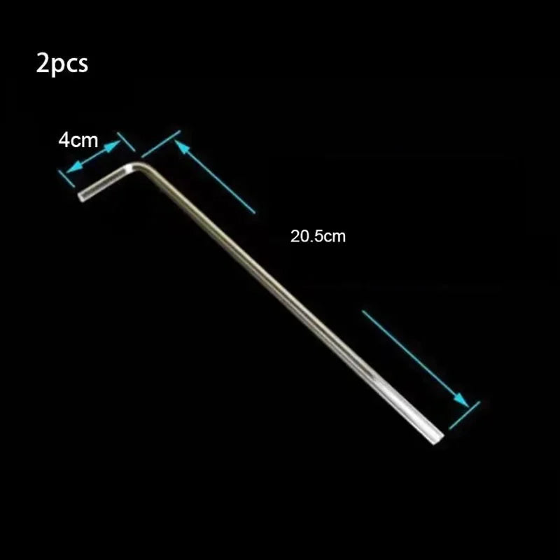 Two acrylic aquarium air tubing connectors, each measuring 4cm and 20.5cm.