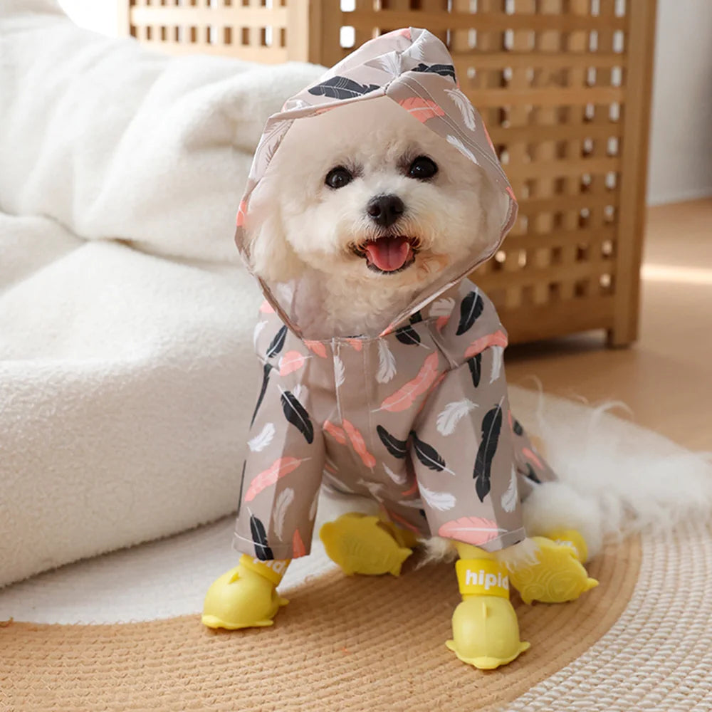 Cartoon Printed Waterproof Dog Raincoat