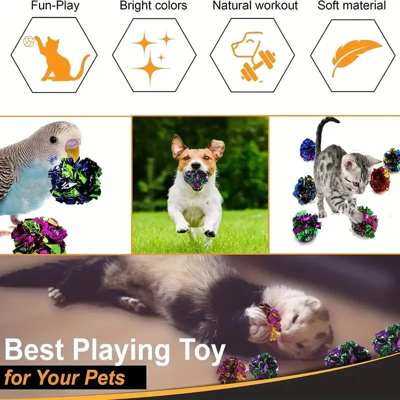 Bunte Knister-Katzenbälle - 10er Pack