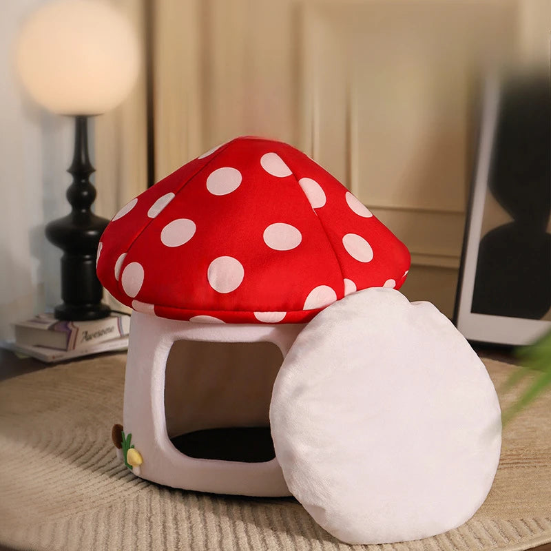 Half-Enclosed Mushroom Cat Bed