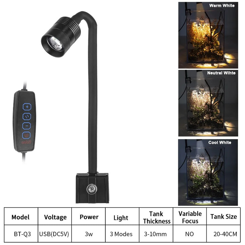 Lampe LED à pince pour aquarium - Design fin