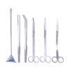 Set Edelstahl-Aquarienreinigungswerkzeuge inklusive Schaumzeug und verschiedener Reinigungsinstrumente.
